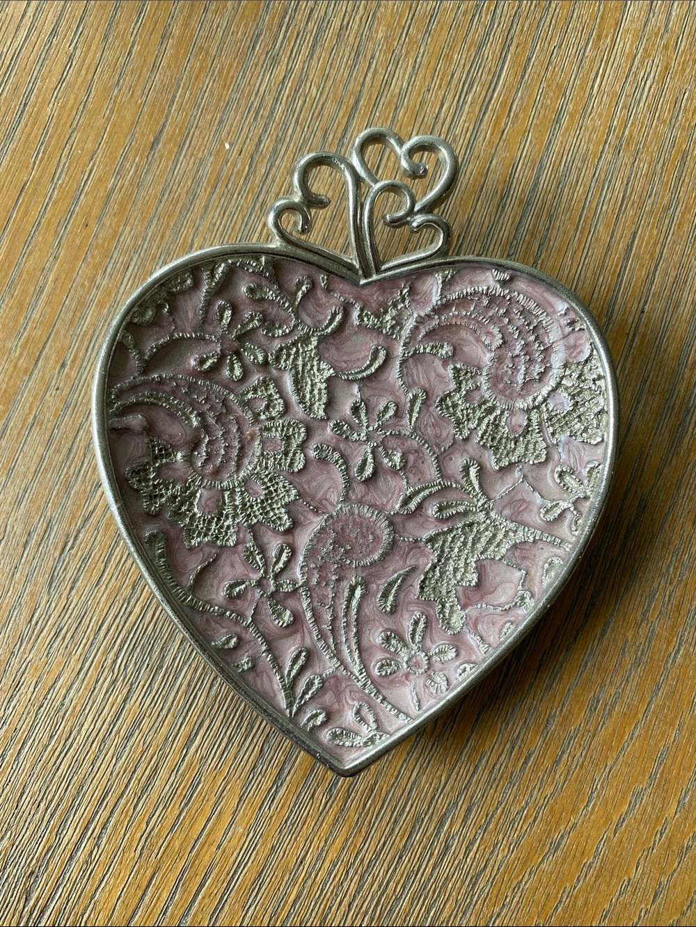 Cynthia Rowley Heart Shaped Decorative Trinket Dish - Pink and Silver